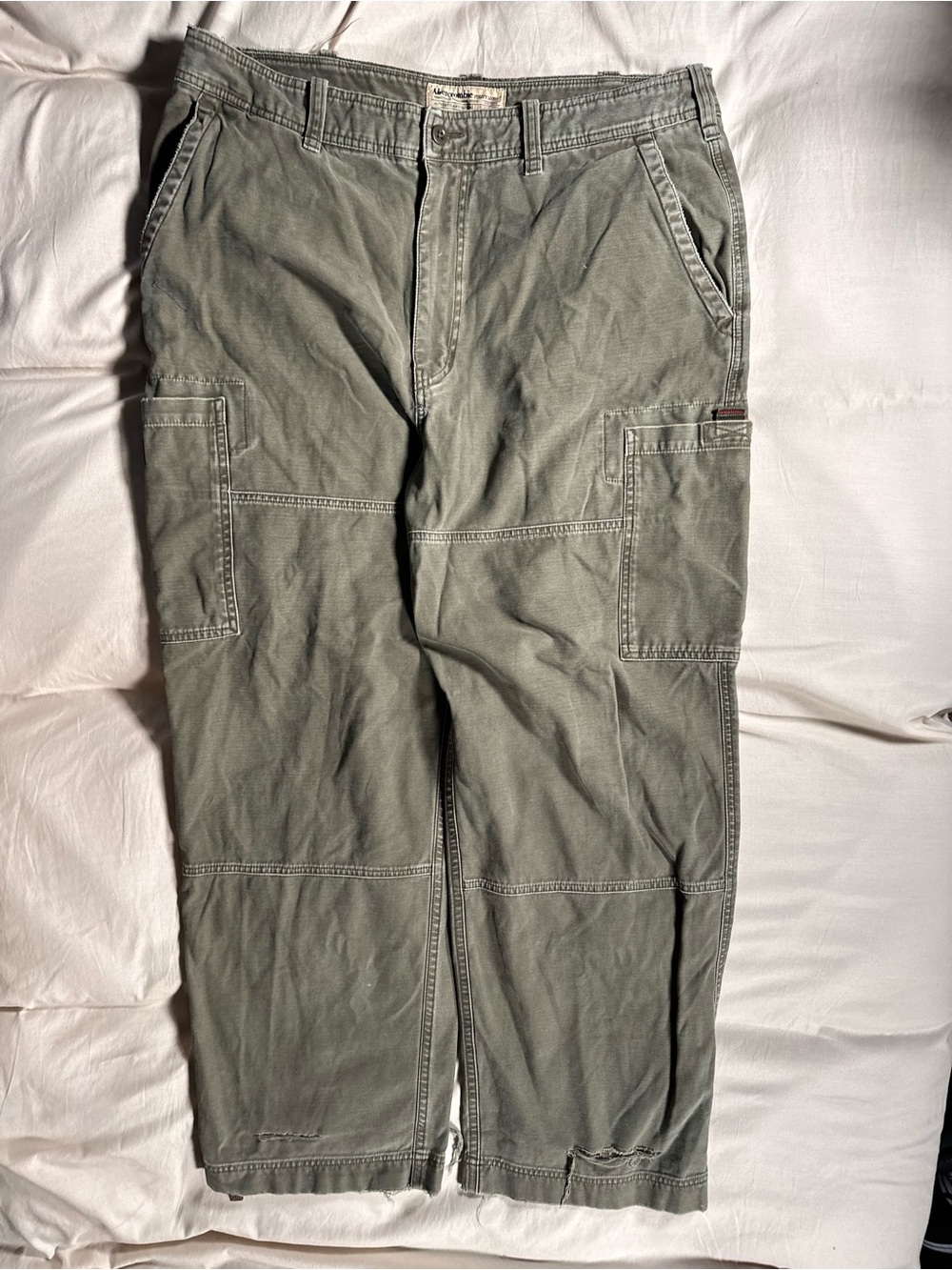 Abercrombie & Fitch Vintage Double Knee Retro Y2K Olive Cargo Pants 36R Gorpcore